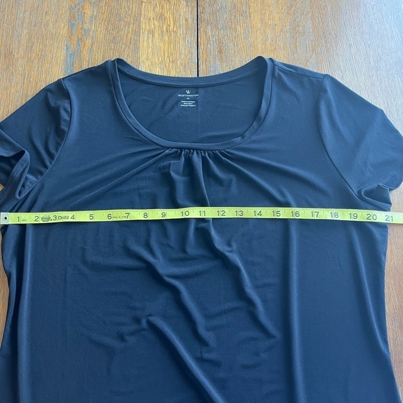 Worthington Black Relaxed Blouse Gathered Short Sleeve Size XL - Picture 7 of 8